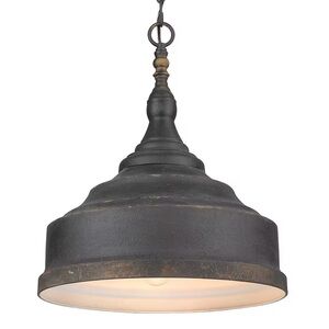 Keating 3- Light Antique Black Iron Pendant Light Golden Lighting M: 0806-3P